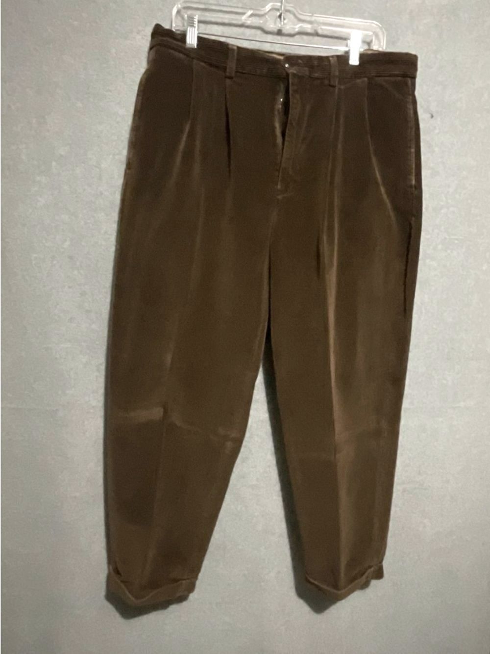 NAUTICA Vintage Pleated Corduroy Pants 38x30 Brown 100% Cotton Cuffed Old Money